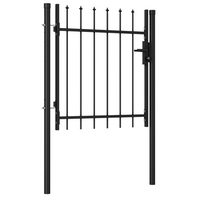 vidaXL Portão de vedação individual com topo em espeto aço 1x1m preto