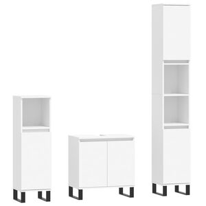vidaXL 3 pcs conjunto m&oacute;veis casa de banho madeira processada branco