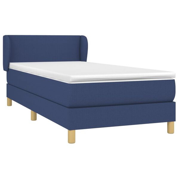 vidaXL Cama com molas/colch&atilde;o 90x190 cm tecido azul