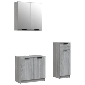vidaXL 3 pcs conjunto m&oacute;veis WC derivados de madeira cinzento sonoma