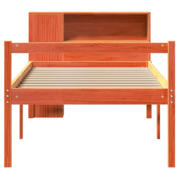 vidaXL Cama com estante sem colch&atilde;o 75x190 cm madeira maci&ccedil;a