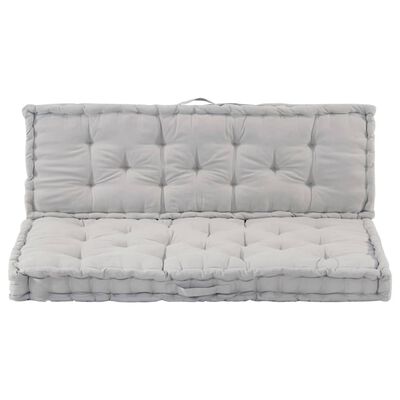 vidaXL Almofadões para sofá de paletes 2 pcs algodão cinzento