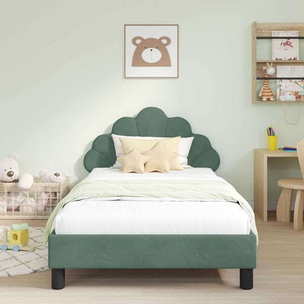 vidaXL Estrutura de Cama Infantil com Cabeceira Verde do Mar