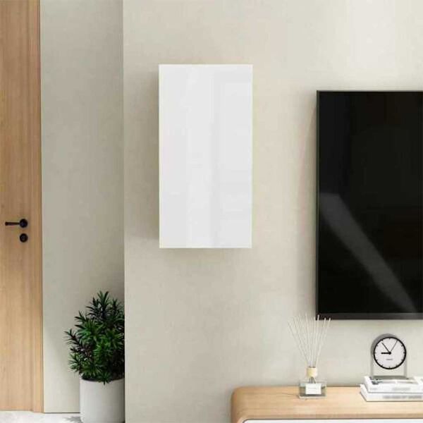 vidaXL M&oacute;vel de TV 30,5x30x60 cm derivados de madeira branco brilhante