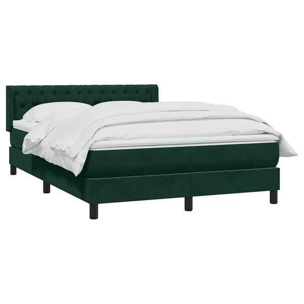 vidaXL Box Cama primavera com Colch&atilde;o Verde Escuro 140x210 cm Veludo