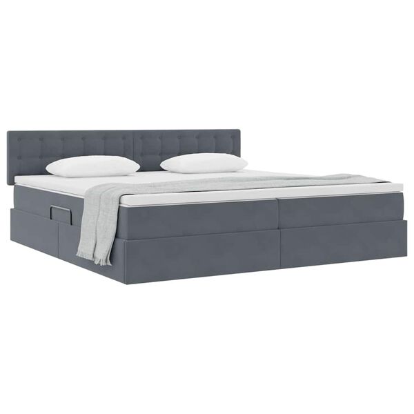 vidaXL Cama com Armazenamento Cinza Escuro 200 x 200 cm Veludo