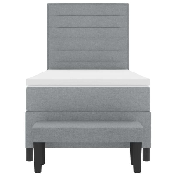 vidaXL Cama Box com colch&atilde;o Cinzento-claro 80 x 200 cm tecido