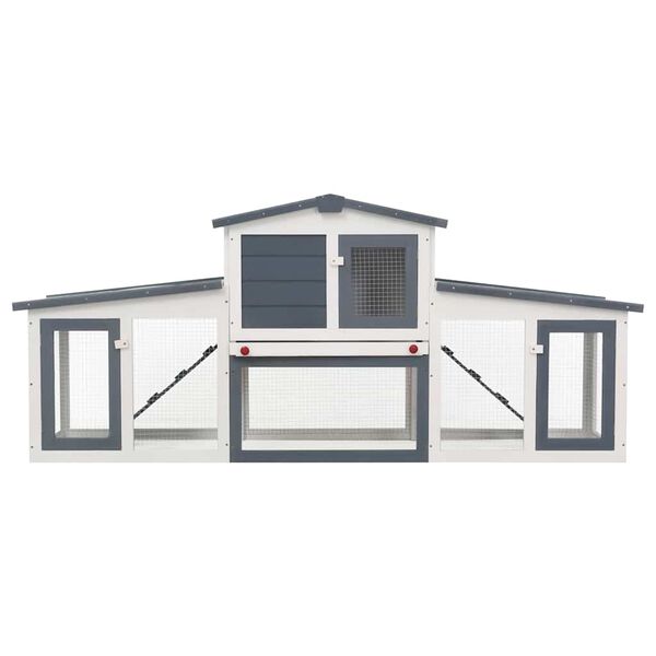 vidaXL Coelheira exterior grande 201x45x85cm madeira cinzento e branco