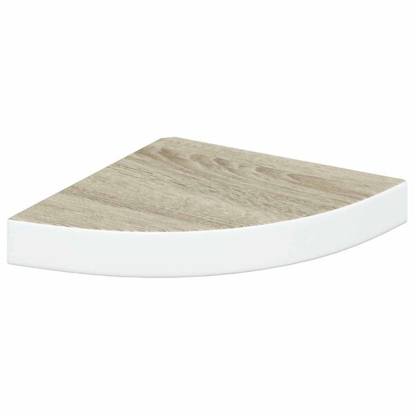 vidaXL Prateleira de canto parede 25x25x3,8 cm MDF cor carvalho/branco