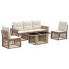 vidaXL Conjunto de Sof&aacute; de Jardim 6 unid. Bege e Branco Creme vime PE