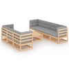 vidaXL 8 pcs conjunto lounge de jardim com almofad&otilde;es pinho maci&ccedil;o