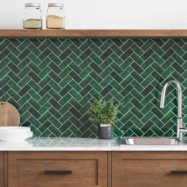 vidaXL Azulejo Chevron 50 pcs Verde Escuro 30 x 30 cm