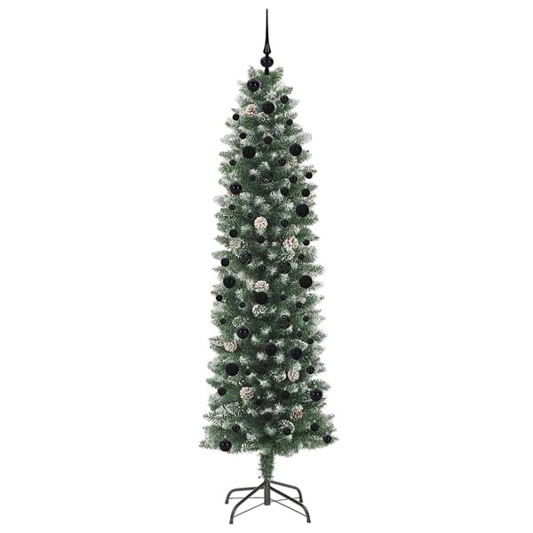 vidaXL &Aacute;rvore Slim de Natal Artificial Verde e Branco 240 cm