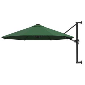 vidaXL Guarda-sol de montar na parede com mastro met&aacute;lico 300 cm verde