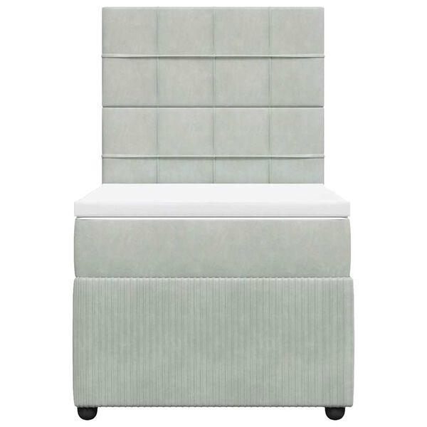 vidaXL Cama com molas/colch&atilde;o 80x200 cm veludo cinza-claro
