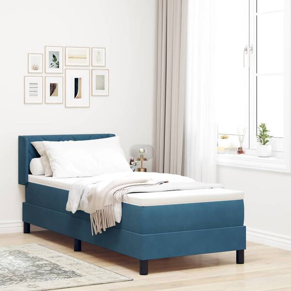 vidaXL Cama Box com colch&atilde;o Azul Escuro 200 x 80 cm Poli&eacute;ster