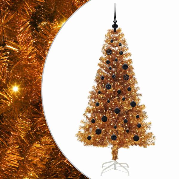 vidaXL Árvore de Natal com 150 LEDs com suporte Ouro 150 cm PET