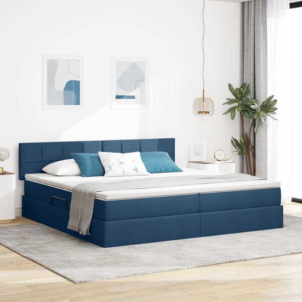 vidaXL Cama com arruma&ccedil;&atilde;o e colch&atilde;o com colch&atilde;o Azul 200 x 200 cm