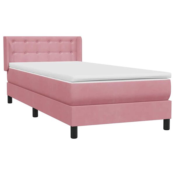 vidaXL Cama com molas/colch&atilde;o 80x220 cm veludo rosa