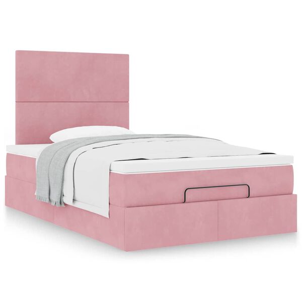moldura de cama otomana vidaXL com colch&otilde;es rosa 120x190 cm Veludo