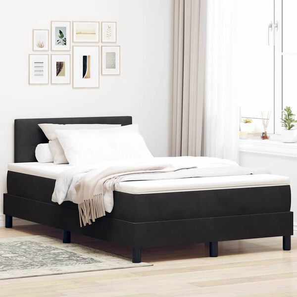 vidaXL Cama Box com colch&atilde;o com cabeceira Preto 120 x 200 cm Veludo