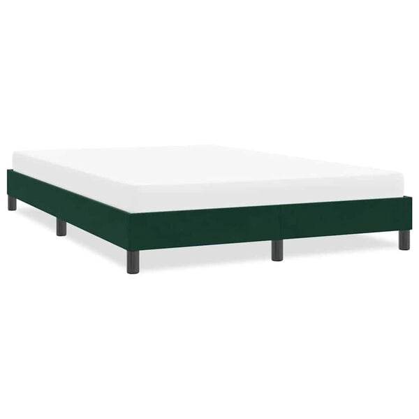 vidaXL Estrutura de cama sem colch&atilde;o 140x210 cm veludo verde-escuro