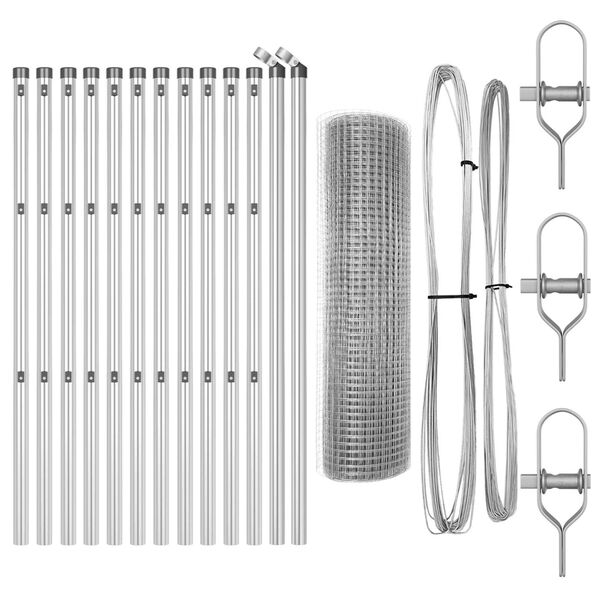 vidaXL Poste de Cerca Prateado 25 x 0,5 m (malha de 25 x 25 mm) A&ccedil;o