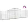 vidaXL Cestos gabi&atilde;o arqueados 4 pcs 300x30x80/100cm ferro galvanizado