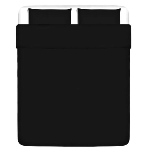 vidaXL Conjunto capa edred&atilde;o algod&atilde;o 200x200/80x80 cm preto