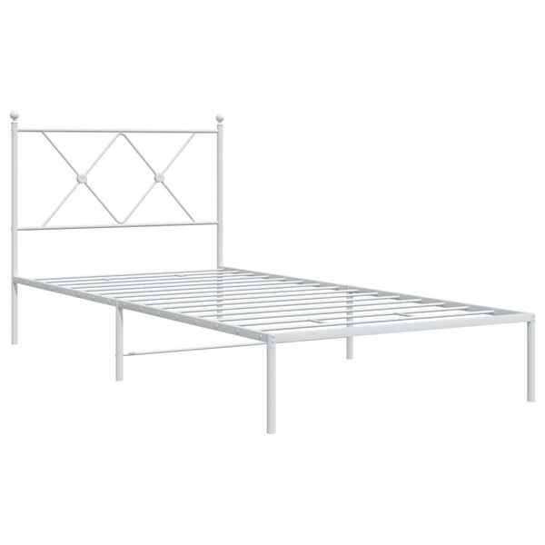 vidaXL Estrutura de cama com cabeceira 90x200 cm metal branco
