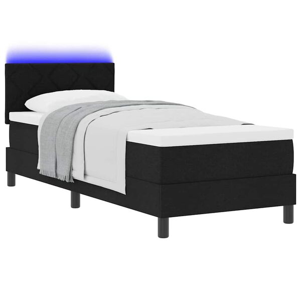 vidaXL Cama Box com colch&atilde;o com cabeceira Preto 80 x 200 cm tecido