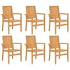 vidaXL Cadeiras de jardim empilh&aacute;veis 6 pcs 56,5x57,5x91cm teca maci&ccedil;a