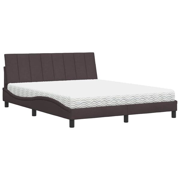 vidaXL Cama com colch&atilde;o Hanko 160x200 cm tecido castanho-escuro