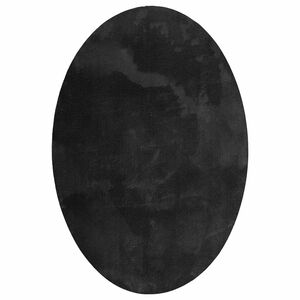 vidaXL Tapetes de &aacute;rea Oval HUARTE Preto 120 x 170 cm 100% Poli&eacute;ster