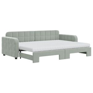 vidaXL Sof&aacute;-cama c/ gavet&atilde;o e colch&otilde;es 80x200 cm veludo cinzento-claro