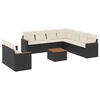 vidaXL 10 pcs conjunto sof&aacute;s de jardim c/ almofad&otilde;es vime PE preto
