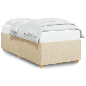 vidaXL Estrutura de cama sem colch&atilde;o 100x200 cm tecido cor creme