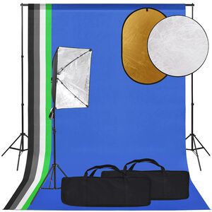 vidaXL Kit est&uacute;dio fotogr&aacute;fico com softbox ilumina&ccedil;&atilde;o/fundo/refletor