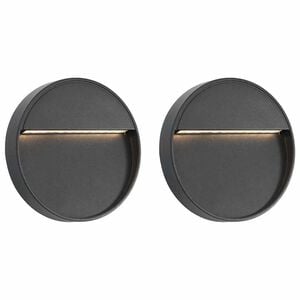 vidaXL Candeeiros LED de parede exterior 2 pcs 3 W redondo preto