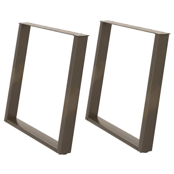 vidaXL P&eacute;s para mesa de jantar em formato de U, 2 pe&ccedil;as, a&ccedil;o natural, 90 x (72-73) cm, a&ccedil;o