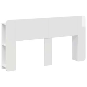 vidaXL Cabeceira com Arm&aacute;rio Branco Brilhante Derivados de Madeira