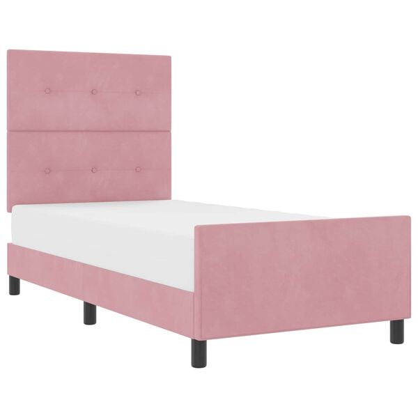 vidaXL Cama Box com cabeceira Rosa 90 x 190 cm Veludo