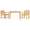 vidaXL 3 pcs conjunto de jantar para jardim madeira de teca maci&ccedil;a