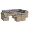 vidaXL 13 pcs conjunto de sof&aacute;s p/ jardim com almofad&otilde;es vime PE bege