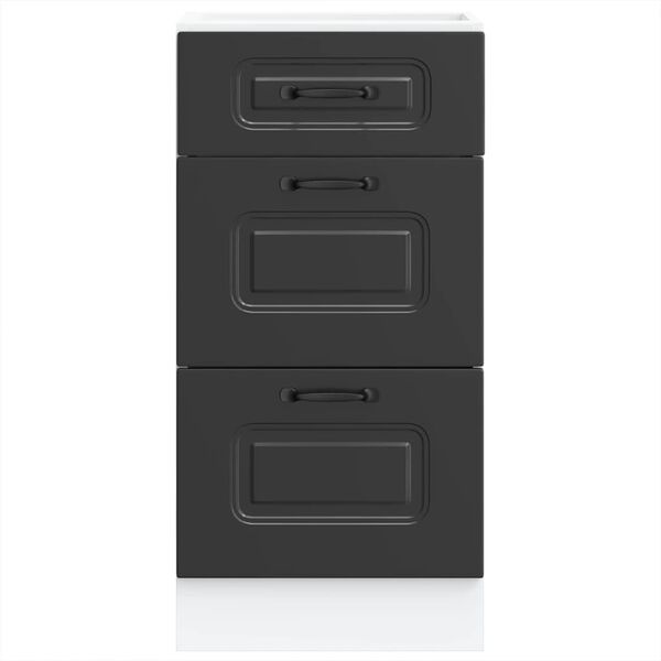 vidaXL Armário de cozinha "Kalmar" em madeira engenheirada preta