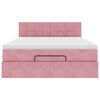 vidaXL Estrutura de cama otomana com colch&atilde;o 140x190 cm veludo rosa
