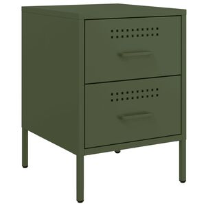 vidaXL Mesa de cabeceira 36x39x50,5 cm a&ccedil;o verde azeitona