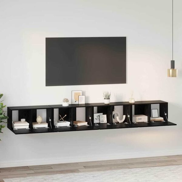 vidaXL Conjunto de m&oacute;vel de TV 4 pcs Carvalho Preto 60 x 30 x 30 cm