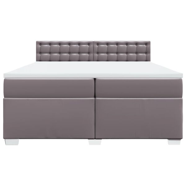 vidaXL Cama com molas/colch&atilde;o 200x200 cm couro artificial cinzento