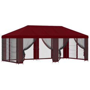 vidaXL Gazebo de Jardim com Laterais 6 x 3 m Borgonha Poli&eacute;ster e A&ccedil;o